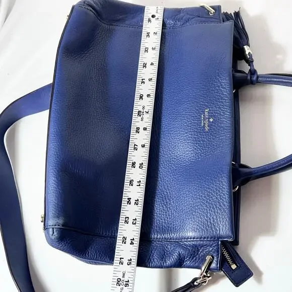 Kate Spade New York Atwood Place Larson Satchel Tassel Blue Leather Hand Bag - Picture 16 of 16